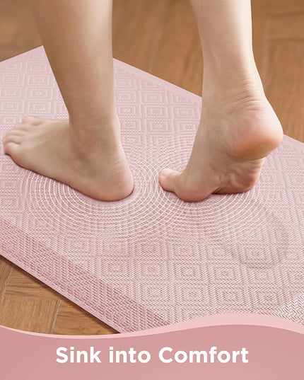 Ophanie Kitchen mats for Floor, 3/4 inch Thick, Kitchen Rugs, 20''x39'' Anti Fatigue Standing Cushioned Mat, Waterproof,Comfort Ergonomic mat for Office, Home, Sink, Pink Non-Slip Bottom
