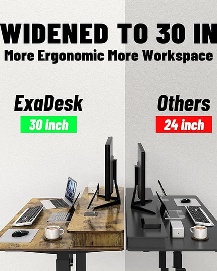 48 * 30 Inches Electric Standing Widened Desk Adjustable Height with 4 Drawers, Double Storage Shelves Stand Up Desk, Home Office Workstation Sit Stand up Desk (Rustic Brown)