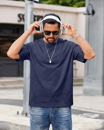 COOFANDY Men's Cotton T-Shirts Oversized Shirt Short Sleeves Streetwear Loose Fit Summer Tee Tops Washed Basic Unisex Shirts