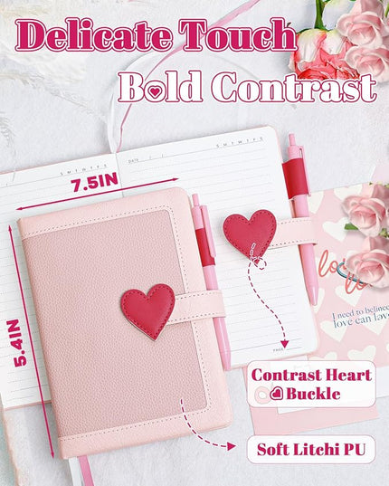 Journal for Women and Girls with Heart Buckle, 240 Pages Girls Diary Journal with Pen for Writing, Cute Daily Writing Journals for Women, B6 Pretty Journaling Hardcover Notebooks (Rose Pink)