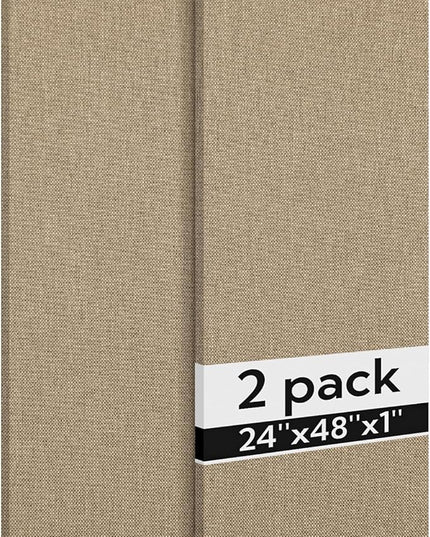 Olanglab Acoustic Panels 2 Pack, 48''x24'' Large Sound Panels, Fabric Wrapped Sound Proof Foam Panels for Walls, Sound Absorbing Panels for Recording Studio Acoustical Treatments (Khaki)