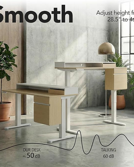 ErGear Electric 47 inch Standing Desk with Drawers and File Cabinet, Adjustable Stand up Desk with Storage, Ergonomic Sit Stand up Table Compatible Monitor Stand, Light Walnut