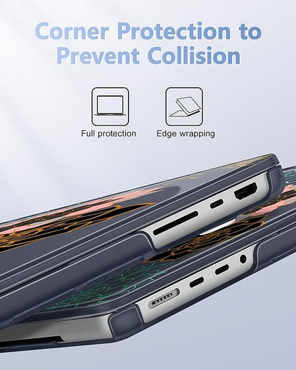 May Chen Case for MacBook Pro 14 inch, Models A2442 A2779 A2918 A2992 A3401 A3185 A3112 A3434, M1 M2 M3 M4 M5 Chip (2021-2025 Release), Plastic Hard Shell Case with Keyboard Cover, Flower