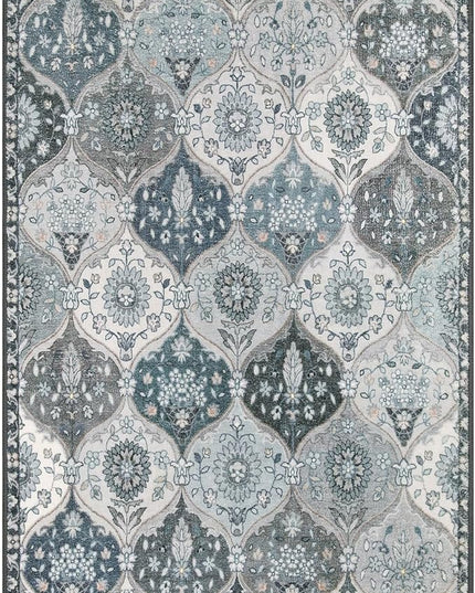 Lahome Moroccan Washable Living Room Rug, 5x8 Rugs for Bedroom Dining Room, Soft Non-Slip Non Shedding Boho Distressed Throw Carpet for Nursery Office, Blue