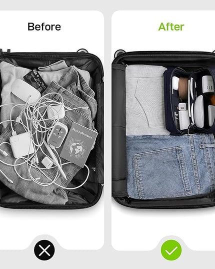EPICKA Electronics Organizer Travel Case - Cable Organizer Bag for Travel Accessories, Tech Pouch for Cords, Charger, Adapter, Cables, Power Bank, Waterproof Storage Bag with Luggage Strap, Navy