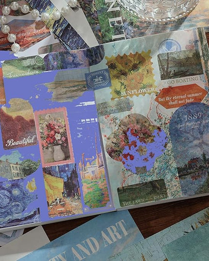 Vintage Oil Painting Scrapbook Sticker, Journaling Supplies for Junk Journal, 500+ Scrapbooking Washi Stickers & 25 Ephemera Papers Art Scrapbook Supplies for Adults Teens Women Girls Junk Journal