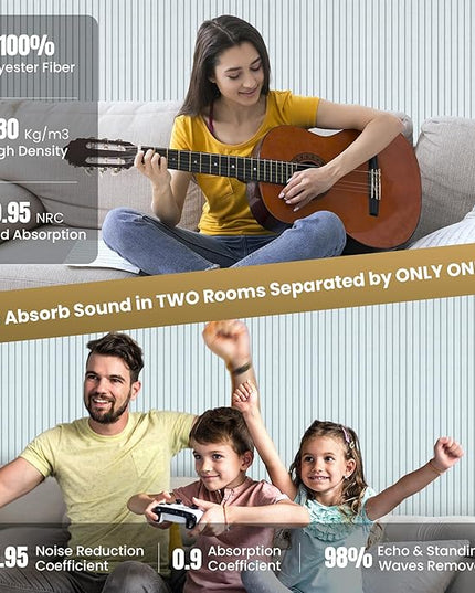 10 Pack Large Acoustic Panels,48 x 24 x 0.4 Inch Sound Proof Foam Panels for Walls，Premium Noise Dampening Panels,Sound Panels for Media Room, Office and Studio,White