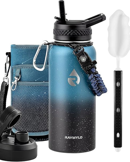 32oz Insulated Water Bottle, Triple Wall Vacuum Stainless Steel Water Bottles - Keeps Cold 48H, Reusable Metal water flask Jug for Gym, Sports, Camping, Hiking,Travel, Starry Sky-Indigo/Black