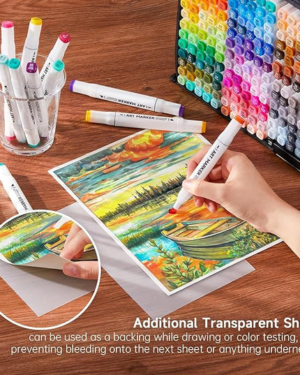 Shuttle Art 206 Colors Alcohol Markers, 204 Colors Dual Tip Art Marker Set Plus 2 Colorless Blender, Micro-tip Pens, White Highlighter Pens, Marker Bag Perfect for Students Adults Coloring