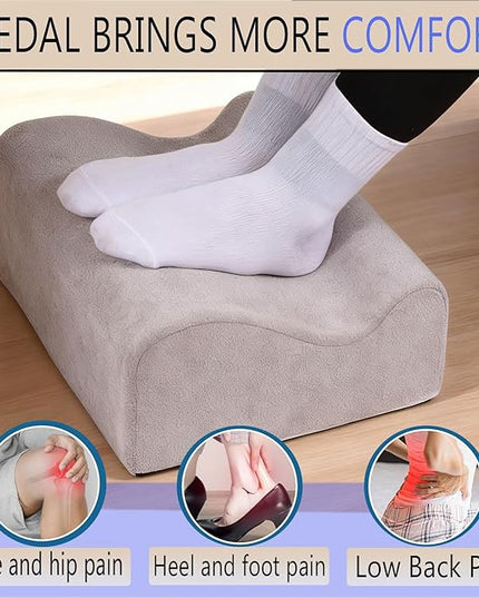 Foot Rest for Under Desk at Work, Ergonomic Under Desk Footrest with Washable Cover, Memory Foam Foot Stool for Office Chair & Gaming Chair, Back & Hip Pain Relief, Light Grey