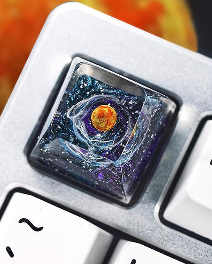 Sun Solar System Planet Celestial Artisan Keycap R1 SA Profile Custom Galaxy Universe Keycaps 1U ESC Handmade Gaming Resin Key Cap Cherry MX Switch Compatible Mechanical Keyboard Space Lover Gift
