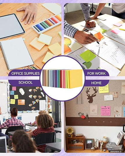(18 Pads) Sticky Notes 3x3 inch, Self-Stick Note Pads, 18 Colorful Sticky Note for School Supplies or Office Supplies