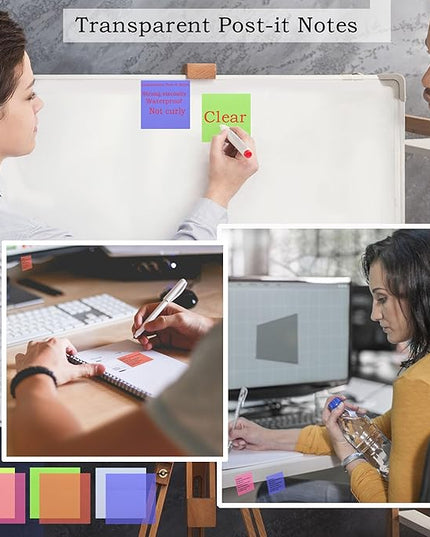 800Pcs Transparent Sticky Notes, 3"x3" Clear Sticky Notes, Waterproof Translucent Sticky Note Pads for Books Annotation, Clear Post it Notes for Bible Study, School, Office