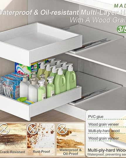 MyLifeUNIT Wooden Pull Out Drawers for Cabinets, 18"W Fully Assembled Pull-Out Cabinet Organizer Shelves, Soft Close Slide Out Drawer for Kitchen Cabinet