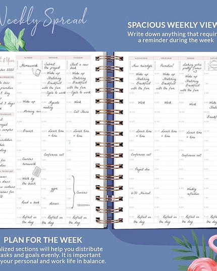 PLANBERRY Hourly Schedule Planner Premium – Undated Weekly Organizer with Time Slots & Monthly Budget – Time Management, Goal Setting, to-Do List & Habit Tracker –6.9″x8.5″(Rose Flamingo)