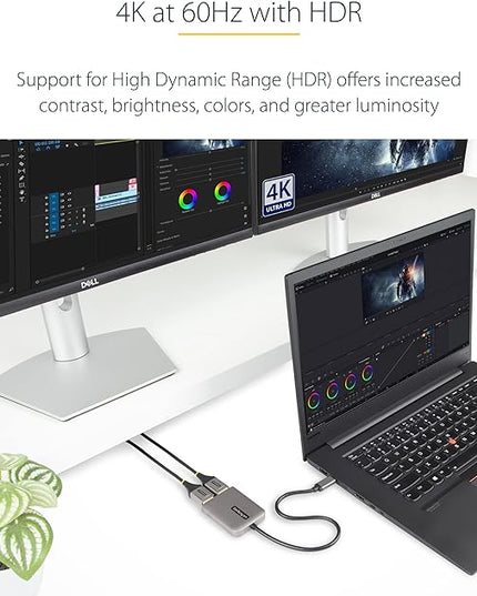 StarTech.com USB-C to Dual Displayport 1.4 Adapter, USB Type-C Muliti-Monitor MST Hub, Dual 5K 60Hz DP Laptop Display Extender / Splitter, HDR, Extra-Long Built-In Cable, Windows Only (MST14CD122DP)