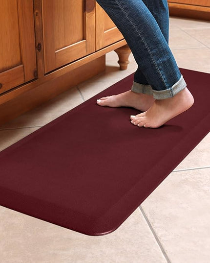 GelPro Stain Resistant Surface with 3/4 Thick Ergo-Foam Core for Health and Wellness, 20"x48", Leather Grain Cranberry