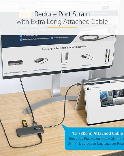 StarTech.com 6-in-1 USB-C Hub for Monitors, 4K 60Hz HDMI Video, HDR10, Gigabit Ethernet, USB 5Gbps Hub, 100W Laptop Charging with Cable Management for MacBook M1 M2 M3 M4 and Windows