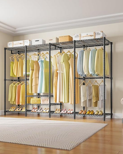 VIPEK V40 Plus Extra Large Clothes Rack Heavy Duty Clothing Rack for Hanging Clothes, Multi-Functional Closet Organizer System Freestanding Wardrobe Closet for Bedroom, Max Load 1300lbs, Black