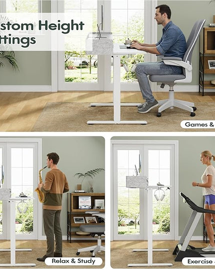 Homall Electric Standing Desk with 2 Drawers, Adjustable Height Computer Desk with Storage Sit Stand Table with Storage Shelf and Splice Board Quick Install for Home Office (White, 48 Inch)