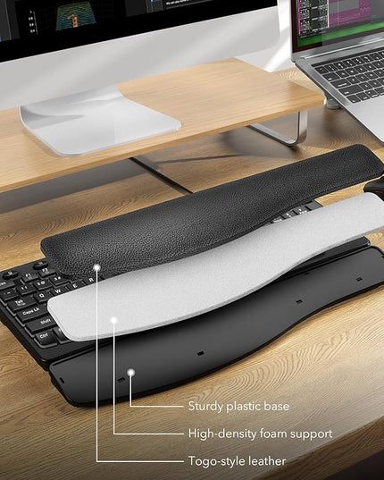 SABLUTE Ergonomic Keyboard, USB Wired with Cushioned Wrist & Palm Rest, 7-Color Backlit Adjustable Brightness for Windows, macOS, Desktop, Laptop & PC