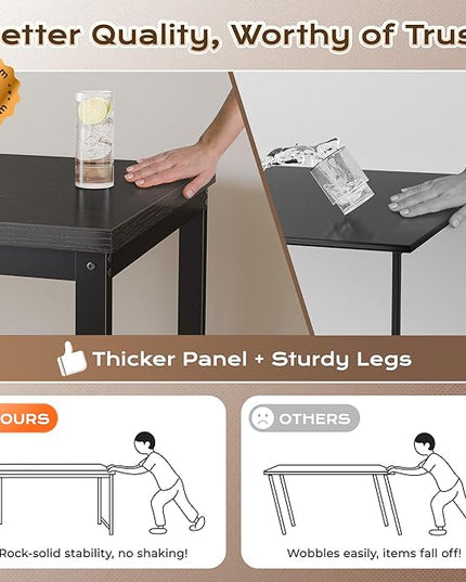 Huuger 48 x 24 inch Desk with Power Outlets & USB-C, Deeper & Thicker Desktop, Robust Metal Tubes, Computer Desk, Heavy Duty Office Desk, Work Gaming Desk for Home Office, Black
