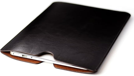 Dockem Executive Sleeve for MacBook Pro 13 (2016, 2017, 2018, 2019) & MacBook Air 13 Retina (2018 & 2019): Elegant Dark Brown Synthetic Leather Pouch Case, Slim, Simple, Professional Laptop Cover