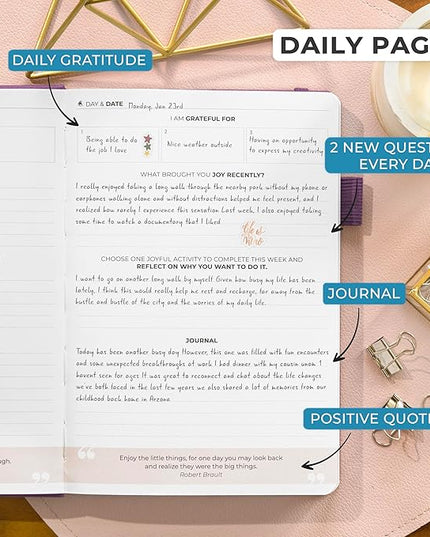 Clever Fox Happiness Notebook – Daily Positivity Journal for Women with Prompts & Positive Quotes – Affirmation & Self Esteem Gifts (Purple)