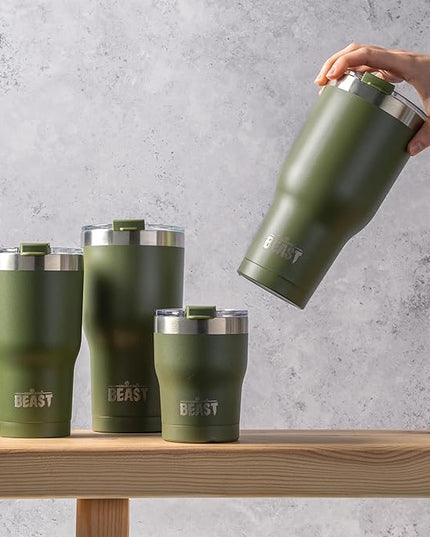 Beast 10 oz Tumbler Stainless Steel Vacuum Insulated Coffee Ice Cup Double Wall Travel Flask (Army Green)