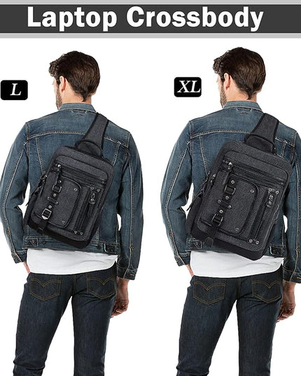 Schkleier Messenger Bag for Men Canvas Sling Bag Crossbody Backpack Laptop Shoulder Bag Hiking Daypacks Casual Tactical