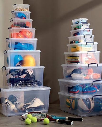 Superio Storage Bins with Lids- Clear Boxes for Organizing, Stackable Plastic Containers- BPA Free, Non-Toxic, Odor Free, Organizer for Home, Office, Dorm (6 Pack, 60 Qt (Wheeled))
