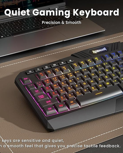 Redragon S101M-KS Gaming Keyboard and Mouse Wireless with Tri-Mode, RGB Keyboard and 4800 DPI Gaming Mouse, 10 Independent Multimedia Keys for Wins, PC, Computer, Wireless S101 Ideal for Gamer