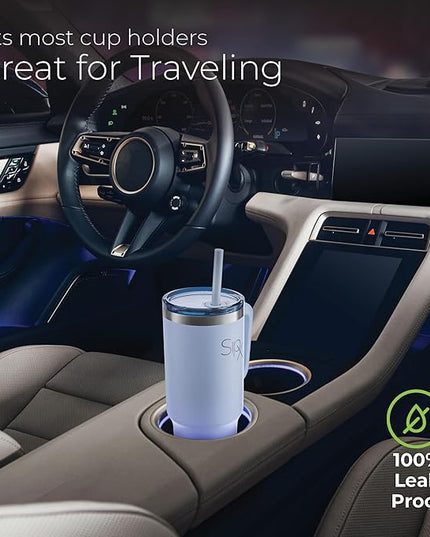 SIPX™ 40 oz Insulated Tumbler with Handle & Straw – Vacuum Insulated Stainless Steel, Leakproof, Cupholder Friendly – Perfect for Iced Coffee, Water & Travel – Blue