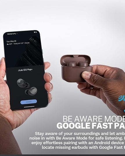 JLab Go Air Tones+ True Wireless Earbuds Designed with Auto On and Connect, Touch Controls, 32+ Hours Bluetooth Playtime, EQ3 Sound, and Dual Connect, Natural Earthtone Color (4625 W)