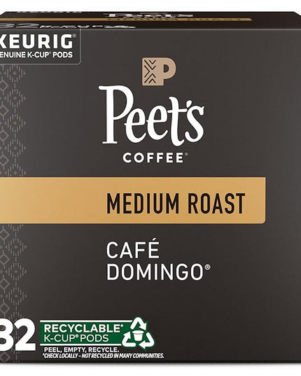 Peet's Coffee, Medium Roast Single Serve Coffee Pods, 100% Arabica Coffee - Café Domingo 32 Count (1 Box of 32 Pods)