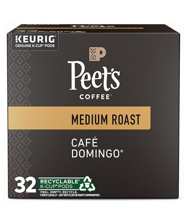 Peet's Coffee, Medium Roast Single Serve Coffee Pods, 100% Arabica Coffee - Café Domingo 32 Count (1 Box of 32 Pods)