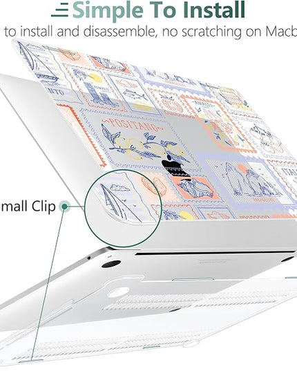 DONGKE Compatible with MacBook Pro 13 inch Case 2024 2023-2020 Release A2338 M2/M1 A2251 A2289 with Retina Display & Touch ID, Plastic Hard Shell & Keyboard Cover & Screen Film - Italy Stamp