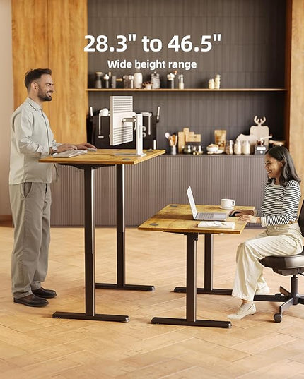 INNOVAR Electric Standing Desk, Adjustable Height Stand up Desks, 55 x 24 Inches Sit Stand up Desk for Home Office Computing, 3-Preset Memory Height Ergonomic Rising Desks, Rustic Brown