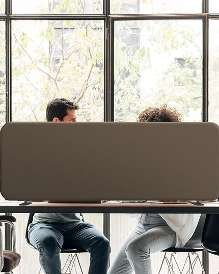 DECOLAB Desk Divider, Portable Privacy Tabletop Partition Panel for Office, Student, Counter Top, Testing, Freestanding, Anti Scratch, 48"x18", Taupe