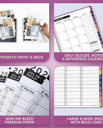 Ensight 2026 Appointment Book and Planner 6.5" x 8.5" Large Hourly Weekly Daily Schedule Book with Tabs, 30 Minute Time Slots, Magenta Calendar Organizer Jan 2026–Dec 2026 Appointment Planner - Magenta