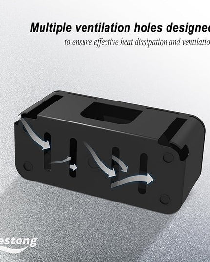 Power Strip Hider Box - Wire Storage Box for Extension Cord, Power Strips, and Surge Protector Wire Management. Cable Management Floor Outlet Hider Box (Large and Medium Sizes, Black)