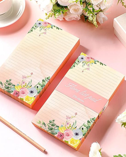Perthlin 2 Pack 500 Sheets Floral Sticky Notes Cute Flower Note Pads Decorative Memo Pads to Do List Notepad 4.5 x 8 Inch Shopping Grocery List Notepads for Weekly Plan Home Office Supplies