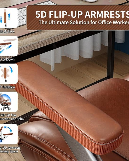Big and Tall Office Chair with 5D Arms, 600lbs Fabric & PU Leather Heavy Duty Desk Chair, Adjustable Lumbar Support & Height, Tilt Function, High Back Ergonomic Executive Computer Chair