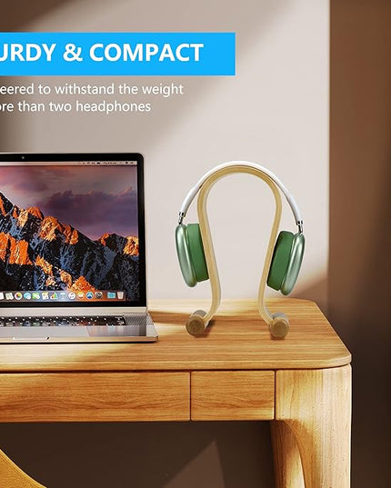 SAMDI Leather Headphone Stand Headset Stand Headphone Holder Universal Gaming Headset Holder - Birch