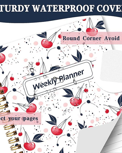 Undated Weekly Planner- Weekly Goals Notebook, A5 To Do List Planner, Habit Tracker Journal with Spiral Binding（Flower-1）