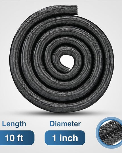Nilight Cable Sleeve, 10ft-1inch Cord Management Sleeves, Braided Sleeving, Split Self Wrapping Wire Loom for Computer Electrical Automotive Harness Protector Organizer, Black