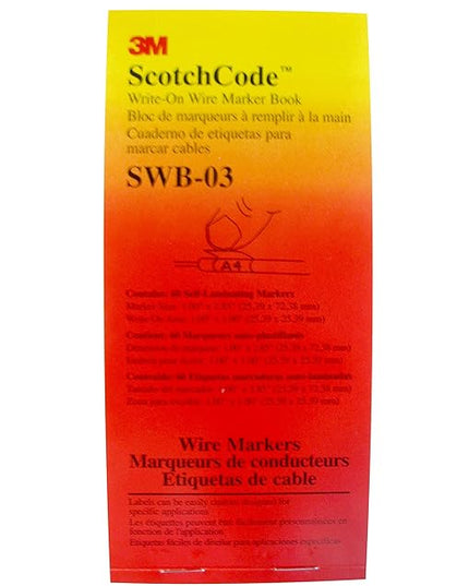 3M Scotchcode Write-On Wire Marker Book SWB-03, 1 in x 2.85 in, contains self-laminating markers for small volume applications