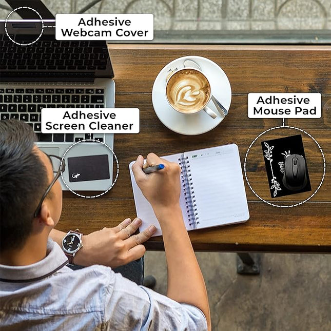 Mouse Pad Adhesive Bottom - Sticks to Any Surface - Portable - Webcam Covers and Screen Cleaner Included (You GOT This)