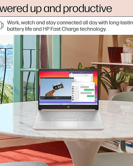 HP 14 Laptop Student Business 2025 Flagship, AI Copilot, 4-Core 13th Gen Intel CPU, 16GB RAM 628GB Storage (128GB UFS+ 500GB Ext), 1-Yr Office 365, Long Battery HubxcelAccessory Win 11S Rose Gold