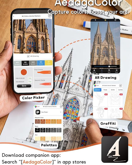 YHC 200 Colors Alcohol Markers for Artists, Free APP for Coloring, Dual Tips Alcohol-Based Markers for Drawing,Painting and Sketching, Great Gift Idea for Adults